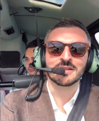 Георгий Чемянов на вертолете